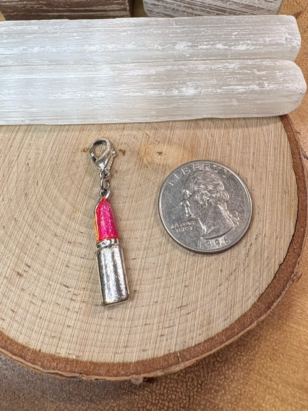 Vintage Pink Lipstick Charm Pendant